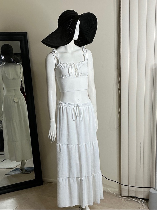 See You Monday Dresses & Skirts - See You Monday White Smocked Maxi Dress with Ruffle Straps